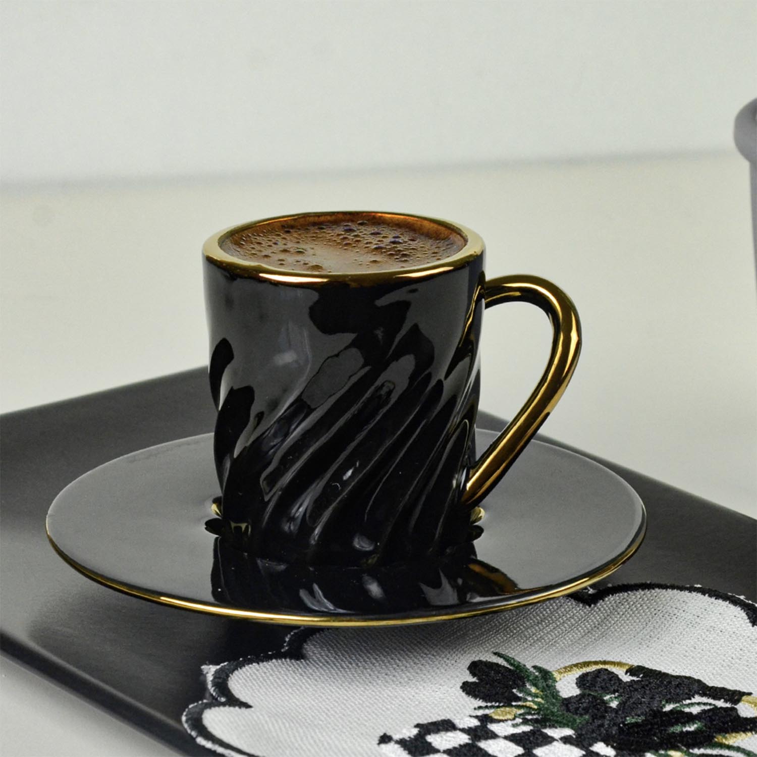 Honeymoon Porselen 6 Lı Kahve Fincanı Siyah