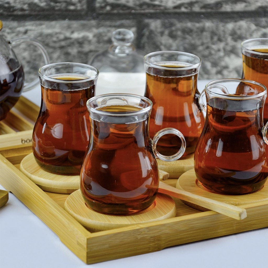 Bambu Kaşıklı Çay Seti 19 Parça Yuvarlak Kulplu Bambu Kaşıklı Çay Seti 19 Parça Yuvarlak Kulplu