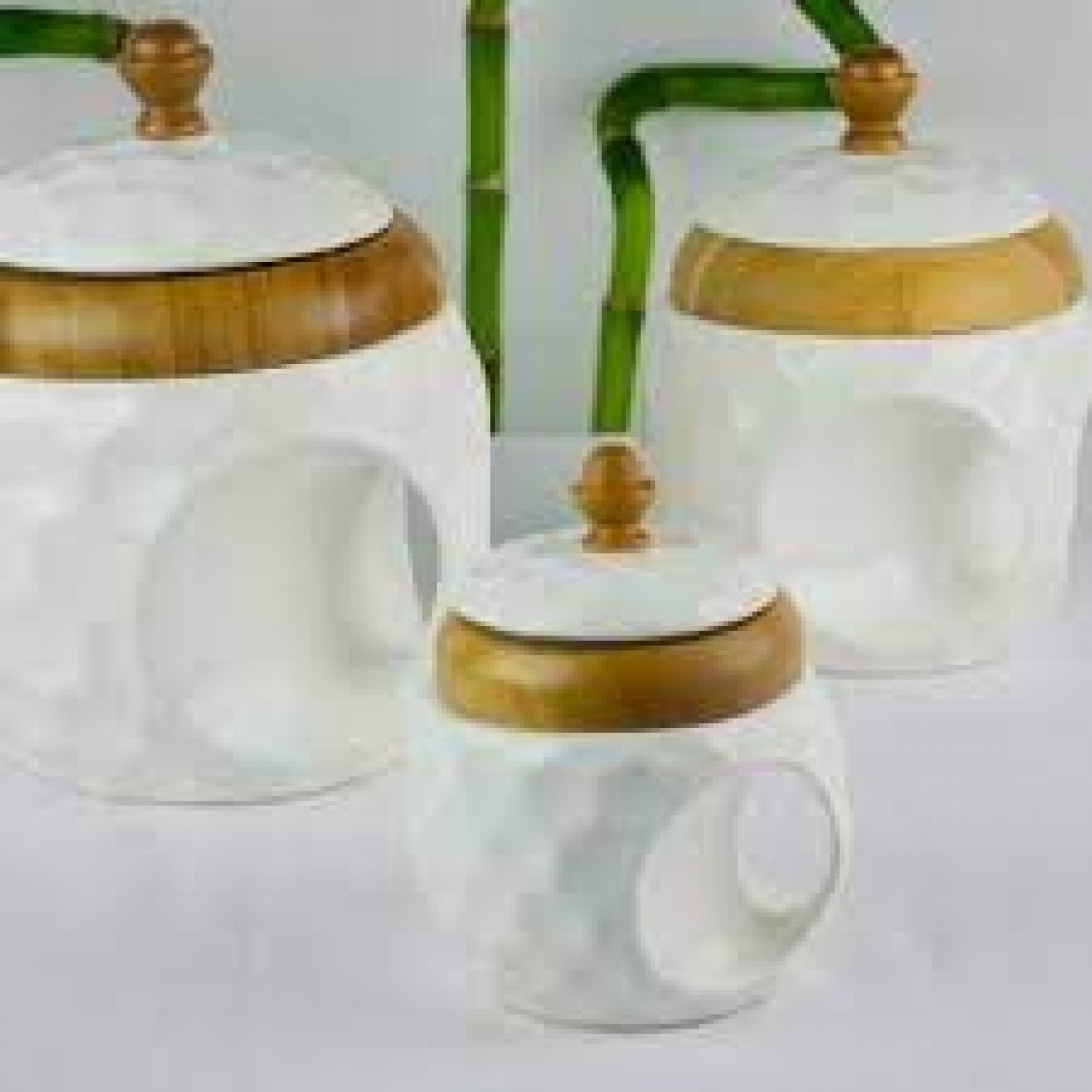 Bambu Porselen Kapaklı 3 Lü Kavanoz Petek