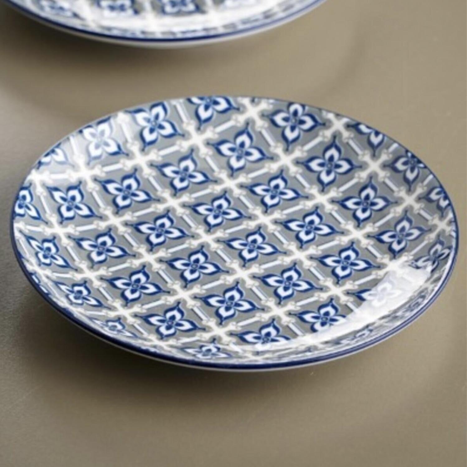 Mozaik 6 Lı Ebru Desen Porselen Tabak  15 Cm